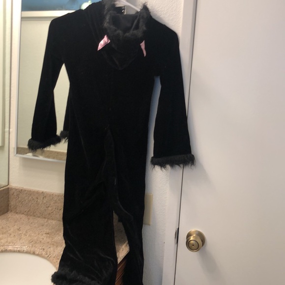 Spooky night velvet cat jumpsuit w hoodie size 7/8 - Picture 3 of 7